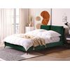 Cama Con Somier De Terciopelo Verde Esmeralda Negro 140 X 200 Cm Listones Melle - Verde