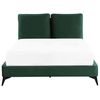 Cama Con Somier De Terciopelo Verde Esmeralda Negro 140 X 200 Cm Listones Melle - Verde