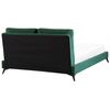 Cama Con Somier De Terciopelo Verde Esmeralda Negro 140 X 200 Cm Listones Melle - Verde