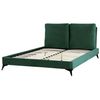 Cama Con Somier De Terciopelo Verde Esmeralda Negro 140 X 200 Cm Listones Melle - Verde