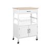 Carrito De Cocina Blanco Madera Clara Cajón Armario Estante Ruedas Cocina Lugo - Blanco