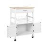 Carrito De Cocina Blanco Madera Clara Cajón Armario Estante Ruedas Cocina Lugo - Blanco