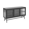 Cómoda De Metal Negro 115 X 35 Cm 3 Puertas Estantes Vidrio Patas Devon - Negro