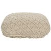 Puf De Algodón Beige 50 X 50 Cm Cojín De Asiento Piso Macramé Berrechid - Beige