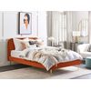 Cama Con Somier De Terciopelo Naranja Dorado 160 X 200 Cm Patas De Metal Flayat - Naranja