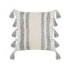 Conjunto De 2 Cojines De Algodón Gris Beige 45 X 45 Cm A Rayas Borlas Heliconia - Gris