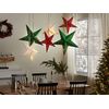 Conjunto De 2 Estrellas Led De Papel Rojo 45 Cm Terciopelo Linterna Navidad Motti - Rojo