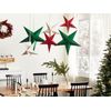 Conjunto De 2 Estrellas Led De Papel Rojo 45 Cm Terciopelo Linterna Navidad Motti - Rojo