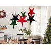 Conjunto De 2 Estrellas Led De Papel Rojo 60 Cm Terciopelo Linterna Navidad Motti - Rojo