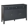 Aparador Negro Dorado 120 X 39 Cm Mdf 3 Puertas Estantes Cajones Almacenaje Olate - Negro