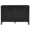 Aparador Negro Dorado 120 X 39 Cm Mdf 3 Puertas Estantes Cajones Almacenaje Olate - Negro