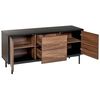 Aparador Negro Madera Oscura 120 X 38 Cm 2 Puertas Estantes Cajones Patas Metal Okland - Negro