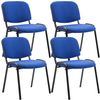 Clp Set De 4 Sillas De Reuniones Ken En Tela Azul 53x53x83 Cm