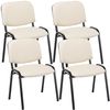 Clp Set De 4 Sillas De Reuniones Ken En Cuero Pu Simil Cuero Crema 53x53x83 Cm