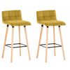 Clp Set De 2 Taburetes De Bar Lincoln En Terciopelo Amarillo 49x42x94 Cm