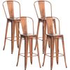 Clp Set De 4 Taburetes De Bar Aiden Metal Cobre 52x44x115 Cm