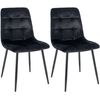 Clp Set De Dos Sillas De Comedor Tilde En Tela O Terciopelo Negro 52x45x88 Cm