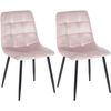 Clp Set De Dos Sillas De Comedor Tilde En Tela O Terciopelo Rosado 52x45x88 Cm