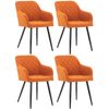 Clp Juego De 4 Sillas De Comedor Shila En Tela O Terciopelo Naranja 44x47x84 Cm