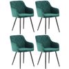 Clp Juego De 4 Sillas De Comedor Shila En Tela O Terciopelo Verde 44x47x84 Cm