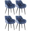 Clp Set De 4 Sillas Tanna De Salón En Terciopelo Azul 62x58x83 Cm