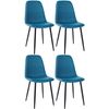 Clp Juego De 4 Sillas De Comedor Napier Tela Azul 51x44x88 Cm