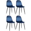 Clp Juego De 4 Sillas De Comedor Napier Terciopelo Azul 51x44x88 Cm