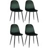 Clp Juego De 4 Sillas De Comedor Napier Terciopelo Verde 51x44x88 Cm