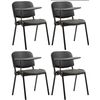 Clp Set De 4 Sillas Confidente Ken Con Mesa Extensible Para Escritura Simil Cuero Negro 71x53x81 Cm