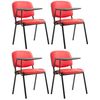 Clp Set De 4 Sillas Confidente Ken Con Mesa Extensible Para Escritura Simil Cuero Rojo 71x53x81 Cm