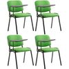 Clp Set De 4 Sillas Confidente Ken Con Mesa Extensible Para Escritura Simil Cuero Verde 71x53x81 Cm