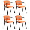 Clp Set De 4 Sillas Confidente Ken Con Mesa Extensible Para Escritura Simil Cuero Naranja 71x53x81 Cm