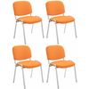 Clp Set De 4 Sillas Confidente Ken Chrom Tela Naranja 64x54x79 Cm