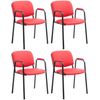 Clp Set De 4 Sillas Confidente Ken Pro En Polipiel Simil Cuero Rojo 55x53x79 Cm