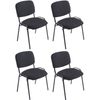 Clp Set De 4 Sillas Apilables Xl Ken Tapizadas En Tela Negro 57x53x84 Cm