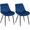 Clp Set De 2 Sillas De Comedor Rahden En Terciopelo Azul 61x46x82 Cm