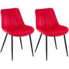 Clp Set De 2 Sillas De Comedor Rahden En Terciopelo Rojo 61x46x82 Cm