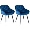 Clp Set De 2 Sillas Para Salón Cassis En Terciopelo Azul 58x56x81 Cm