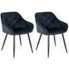 Clp Set De 2 Sillas Para Salón Cassis En Terciopelo Negro 58x56x81 Cm