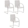 Clp Set De 3 Sillas De Conferencia Melina En Piel Sintética Simil Cuero Blanco 52x56x94 Cm