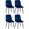 Clp Set De 4 Sillas De Salón Dijon En Tela O Terciopelo Azul 53x45x88 Cm