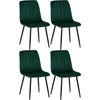 Clp Set De 4 Sillas De Salón Dijon En Tela O Terciopelo Verde 53x45x88 Cm