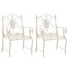 Clp Set De 2 Sillas De Jardín Punjab En Hierro Metal Crema Antiguo 53x62x94 Cm