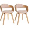 Clp Set De 2 Sillas De Comedor Kingston De Tela Y Madera Natural/crema 46x49x73 Cm