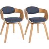 Clp Set De 2 Sillas De Comedor Kingston De Tela Y Madera Natural/azul 46x49x73 Cm