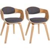 Clp Set De 2 Sillas De Comedor Kingston De Tela Y Madera Natural/gris Claro 46x49x73 Cm