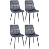 Clp Pack De 4 Sillas De Salón Antibes Terciopelo Gris Oscuro 55x45x84 Cm