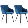 Clp Set De 2 Sillas De Comedor Shila Terciopelo Azul 44x47x84 Cm