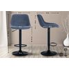 Clp Set De 2 Taburetes De Bar Loft Tela Azul 49x43x Cm