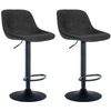 Clp Set De 2 Taburetes De Bar Loft Tela Negro 49x43x Cm